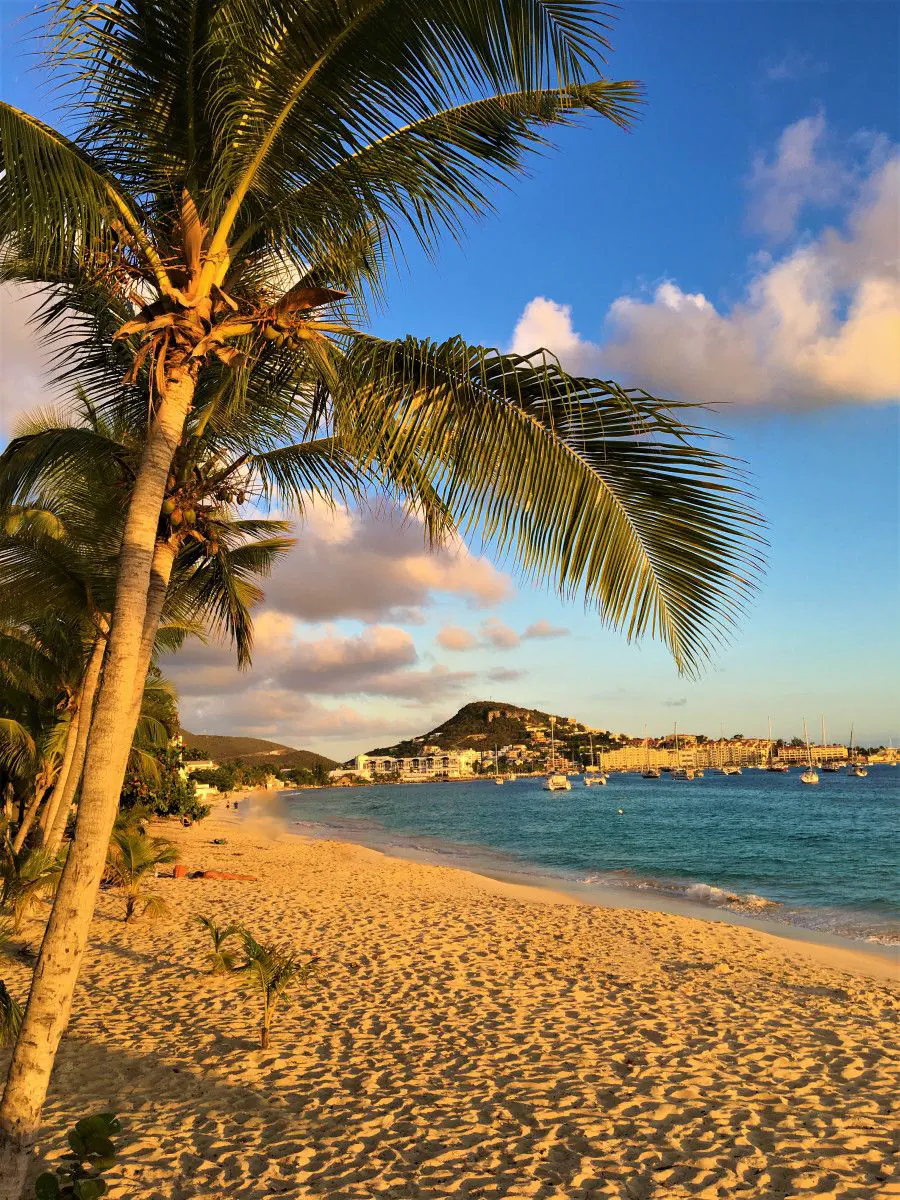 Simpson Bay at golden hour, the start of an evening bar-hopping route
